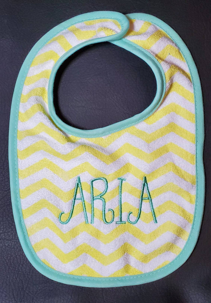 CUSTOM Name Embroidered Reversible Bib - French Blue Toile - Pretty bib,  Baby Girl Bib , Drool bib, 100 % Cotton