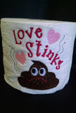 embroidered love stinks toilet paper