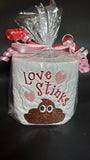 embroidered love stinks toilet paper