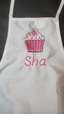 Custom Personalized white adult apron, cupcake apron