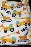 construction truck throw blanket, custom personalized monogrammed blanket, back hoe, birthday gift, Christmas gift, gifts for boys