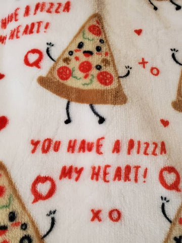 personalized monogrammed pizza throw blanket, Valentine's day gift, Anniversary gift, birthday gift, Christmas gift, gift for him or her