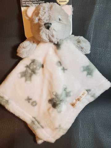 personalized baby gift, grey bear lovey, security blanket, custom embroidered new baby baby shower gift, Christmas gift, baby girl gift