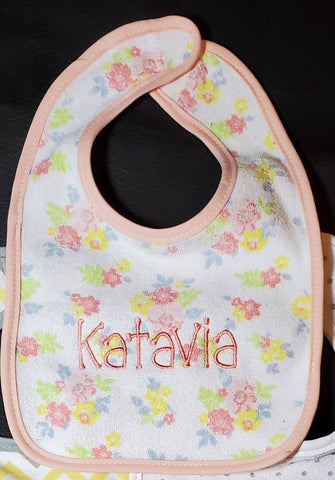 Personalized Baby Bib, Monogrammed Bib, Baby Gift, Baby Shower Gift, Monogram formal baby bib, girl baby bib, drool bib, flowered bibs