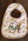 Monogram feather baby bib, custom baby gift, boy baby bib, terry cloth bib, drool bib, baby gift, personalized new baby bib gift, girl bib