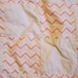 baby girl pink rag quilt with roses reversible, pink and white chevron back, toddler girl quilt, girl lap quilt, new baby shower gift