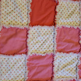 baby girl pink rag quilt with roses reversible, pink and white chevron back, toddler girl quilt, girl lap quilt, new baby shower gift