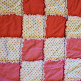 baby girl pink rag quilt with roses reversible, pink and white chevron back, toddler girl quilt, girl lap quilt, new baby shower gift