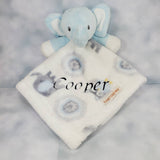 blue elephant lovey security blanket, custom personalized embroidered new baby gift, Christmas gift, baby shower gift