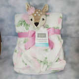 deer animal lovey security blanket and regular fleece blanket 2-piece set Custom personalized embroidered baby gift Christmas gift adoption