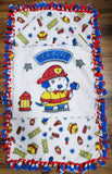 firefighter dalmation dog fleece baby blanket, red, white, and blue baby blanket, new baby gift, baby shower gift, Christmas gift