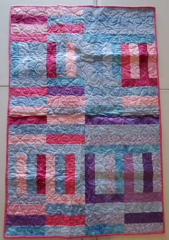 Pink, Purple, and teal baby girl quilt, tummy time quilt, reversible girl crib quilt, quilt wall hanging, baby shower gift, Christmas gift