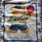 policeman bear fleece baby blanket, white, and blue baby blanket, new baby gift, baby shower gift, Christmas gift