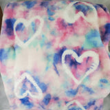 personalized tie dye pink heart throw blanket, home decor, custom monogrammed throw blanket, birthday gift, anniversary gift, Christmas gift