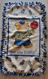 policeman bear fleece baby blanket, white, and blue baby blanket, new baby gift, baby shower gift, Christmas gift