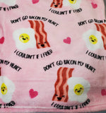 personalized bacon and eggs throw blanket, custom monogrammed blanket, Anniversary, birthday or Christmas gift for her, Valentine's day gift