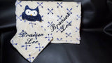 blue owl lovey, security blanket 2-piece set, custom personalized embroidered baby gift, Easter gift, new baby shower gift