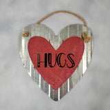 Metal heart hugs sign, rustic home decor, Mother's day gift, anniversary gift, heart hugs wall decor sign, housewarming gift, wedding shower
