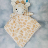 personalized baby giraffe lovey security blanket with rattle in the head, custom embroidered new baby gift, baby shower gift, Christmas gift