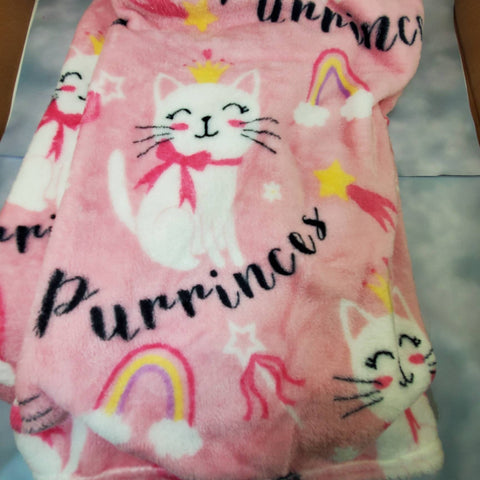 personalized cat throw blanket, princess throw blanket with rainbows, monogrammed custom throw blanket, birthday gift, Mother's day gift