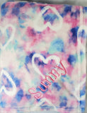 personalized tie dye pink heart throw blanket, home decor, custom monogrammed throw blanket, birthday gift, anniversary gift, Christmas gift