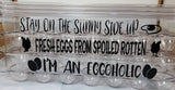 Reusable egg carton, egg carton with funny sayings, plastic funny egg carton, two dozen egg holder, 24 count egg holder, fresh egg holder