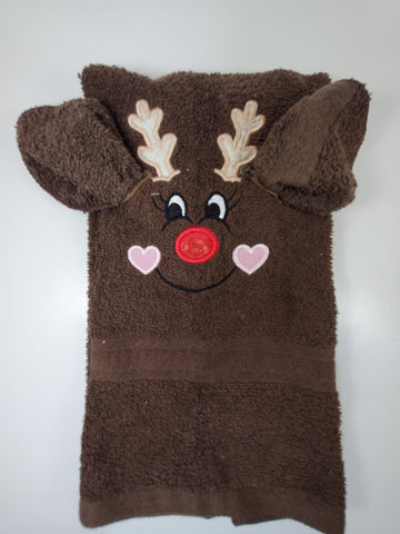Christmas hand towel 3 dimensional girl reindeer hand towel