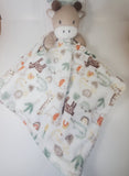 personalized baby giraffe lovey security blanket with rattle in the head, custom embroidered new baby gift, baby shower gift, Christmas gift