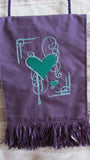 crossbody purse purple with green hearts