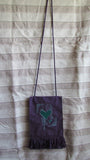 crossbody purse purple with green hearts