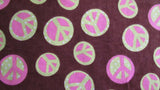 fitted flannel crib sheet pink and lime green peace signs