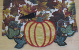 Fall table runner, fall leaves with embroidered pumpkin and black bird, gifts for her, fall table decor